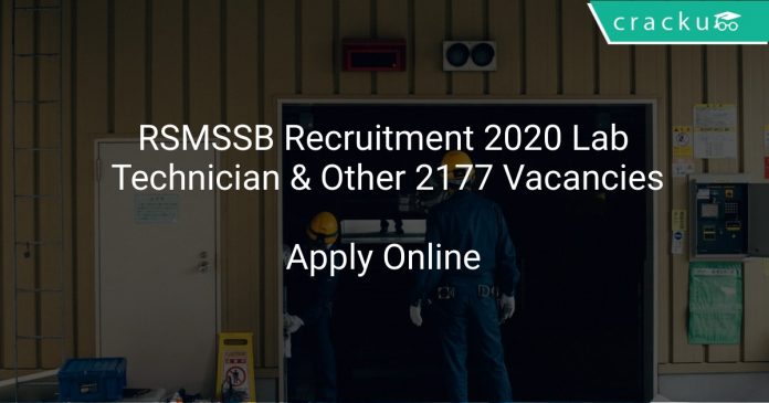 RSMSSB Recruitment 2020 Lab Technician & Other 2177 Vacancies