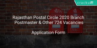 Rajasthan Postal Circle Recruitment 2020 Branch Postmaster & Other 724 Vacancies