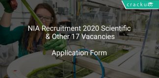 NIA Recruitment 2020 Scientific & Other 17 Vacancies
