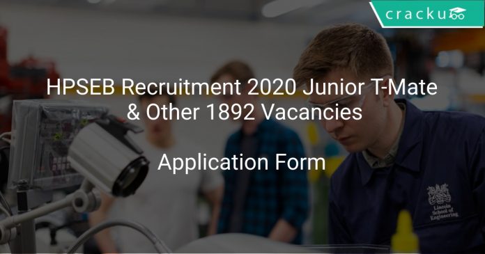 HPSEB Recruitment 2020 Junior T-Mate & Other 1892 Vacancies