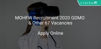 MOHFW Recruitment 2020 GDMO & Other 67 Vacancies