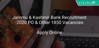 Jammu & Kashmir Bank Recruitment 2020 PO & Other 1850 Vacancies