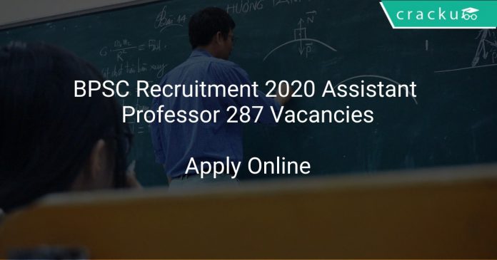 BPSC Recruitment 2020 Assistant Professor 287 Vacancies