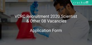 VCRC Recruitment 2020 Scientist & Other 08 Vacancies