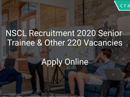 NSCL Recruitment 2020 Senior Trainee & Other 220 Vacancies
