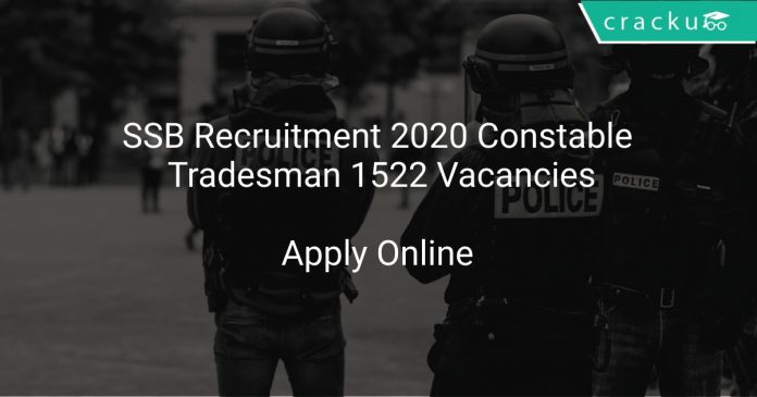 SSB Recruitment 2020 Constable Tradesman 1522 Vacancies