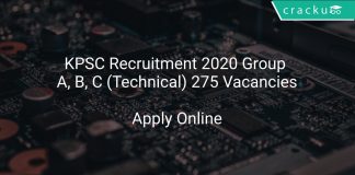 KPSC Recruitment 2020 Group A, B, C (Technical) 275 Vacancies