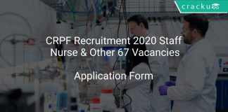 CRPF Recruitment 2020 Staff Nurse & Other 67 Vacancies