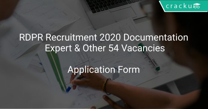 RDPR Recruitment 2020 Documentation Expert & Other 54 Vacancies