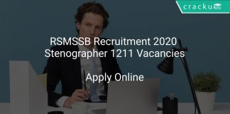 RSMSSB Recruitment 2020 Stenographer 1211 Vacancies