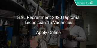 HAL Recruitment 2020 Diploma Technician 15 Vacancies