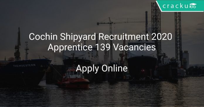 Cochin Shipyard Recruitment 2020 Apprentice 139 Vacancies