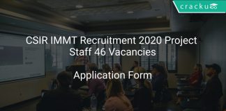 CSIR IMMT Recruitment 2020 Project Staff 46 Vacancies
