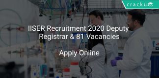 IISER Recruitment 2020 Deputy Registrar & 81 Vacancies
