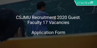 CSJMU Recruitment 2020 Guest Faculty 17 Vacancies