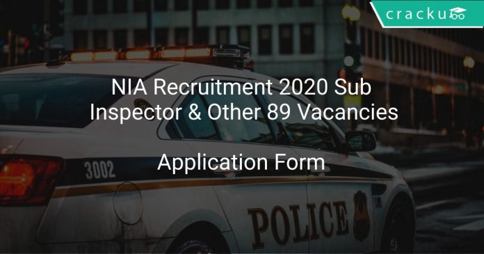 NIA Recruitment 2020 Sub Inspector & Other 89 Vacancies
