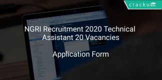 NGRI Recruitment 2020 Technical Assistant 20 Vacancies