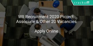 WII Recruitment 2020 Project Associate & Other 20 Vacancies