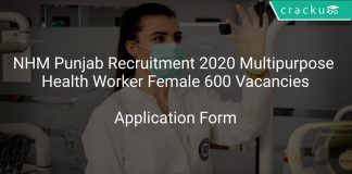 NHM Punjab Recruitment 2020 Multipurpose Health Worker Female 600 Vacancies