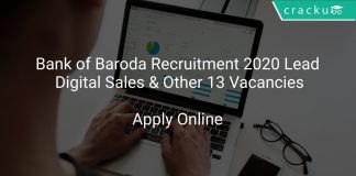 Bank of Baroda Recruitment 2020 Lead Digital Sales & Other 13 Vacancies