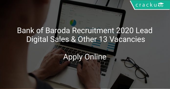 Bank of Baroda Recruitment 2020 Lead Digital Sales & Other 13 Vacancies