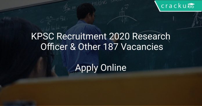 KPSC Recruitment 2020 Research Officer & Other 187 Vacancies