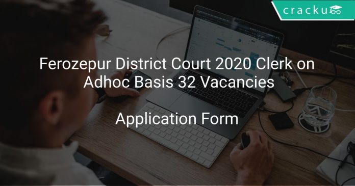 Ferozepur District Court 2020 Clerk on Adhoc Basis 32 Vacancies