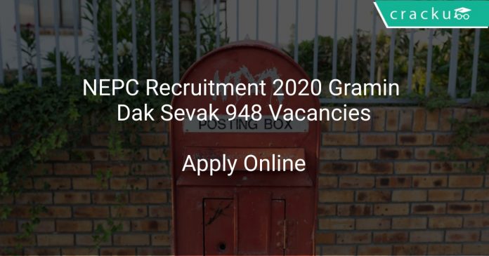 NEPC Recruitment 2020 Gramin Dak Sevak 948 Vacancies