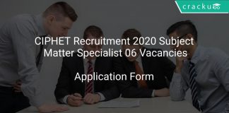 CIPHET Recruitment 2020 Subject Matter Specialist 06 Vacancies