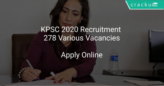 KPSC 2020 Recruitment 278 Various Vacancies