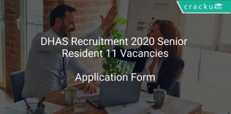 DHAS Recruitment 2020 Senior Resident 11 Vacancies