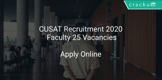 CUSAT Recruitment 2020 Faculty 25 Vacancies