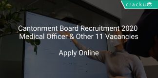 Cantonment Board Recruitment 2020 Medical Officer & Other 11 Vacancies