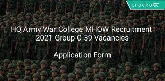 HQ Army War College MHOW Recruitment 2021 Group C 39 Vacancies