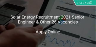 Solar Energy Recruitment 2021 Senior Engineer & Other 26 Vacancies