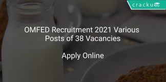 OMFED Recruitment 2021 Various Posts of 38 Vacancies