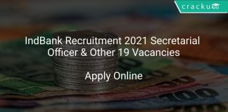 IndBank Recruitment 2021 Secretarial Officer & Other 19 Vacancies