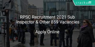 RPSC Recruitment 2021 Sub Inspector & Other 859 Vacancies