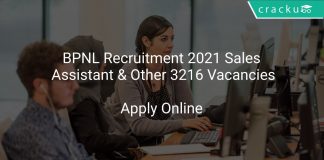 BPNL Recruitment 2021 Sales Assistant & Other 3216 Vacancies