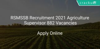 RSMSSB Recruitment 2021 Agriculture Supervisor 882 Vacancies