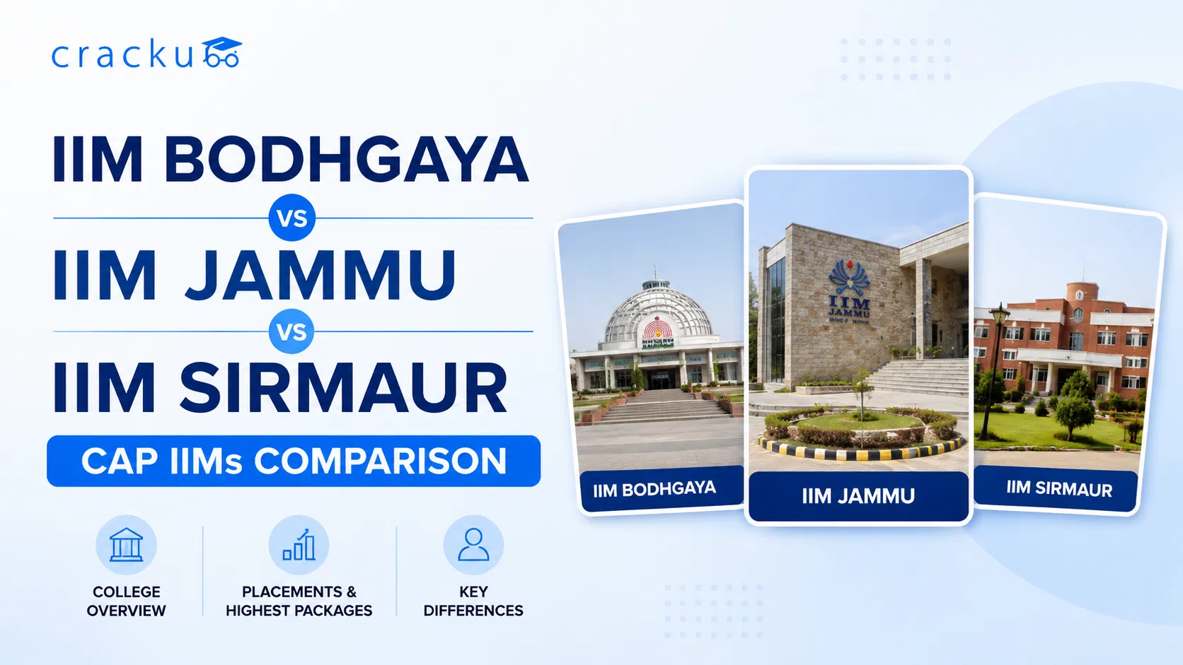 IIM Bodhgaya vs IIM Jammu vs IIM Sirmaur, CAP IIMs Comparison