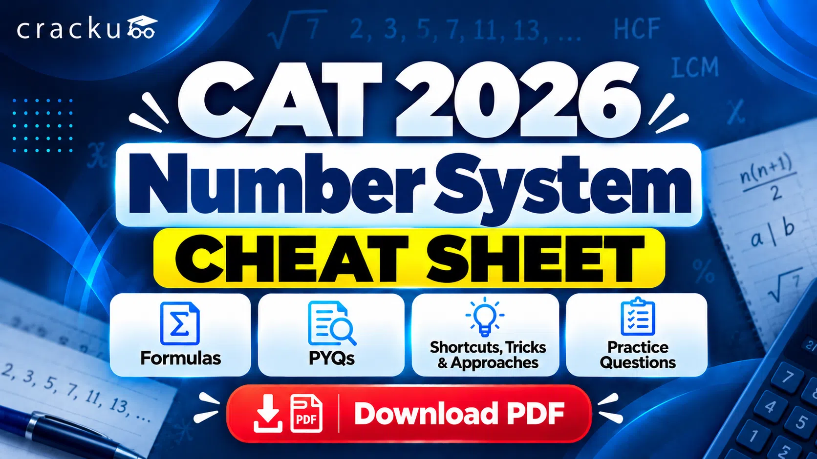 CAT Number System Cheat Sheet 2026, Download PYQs PDF