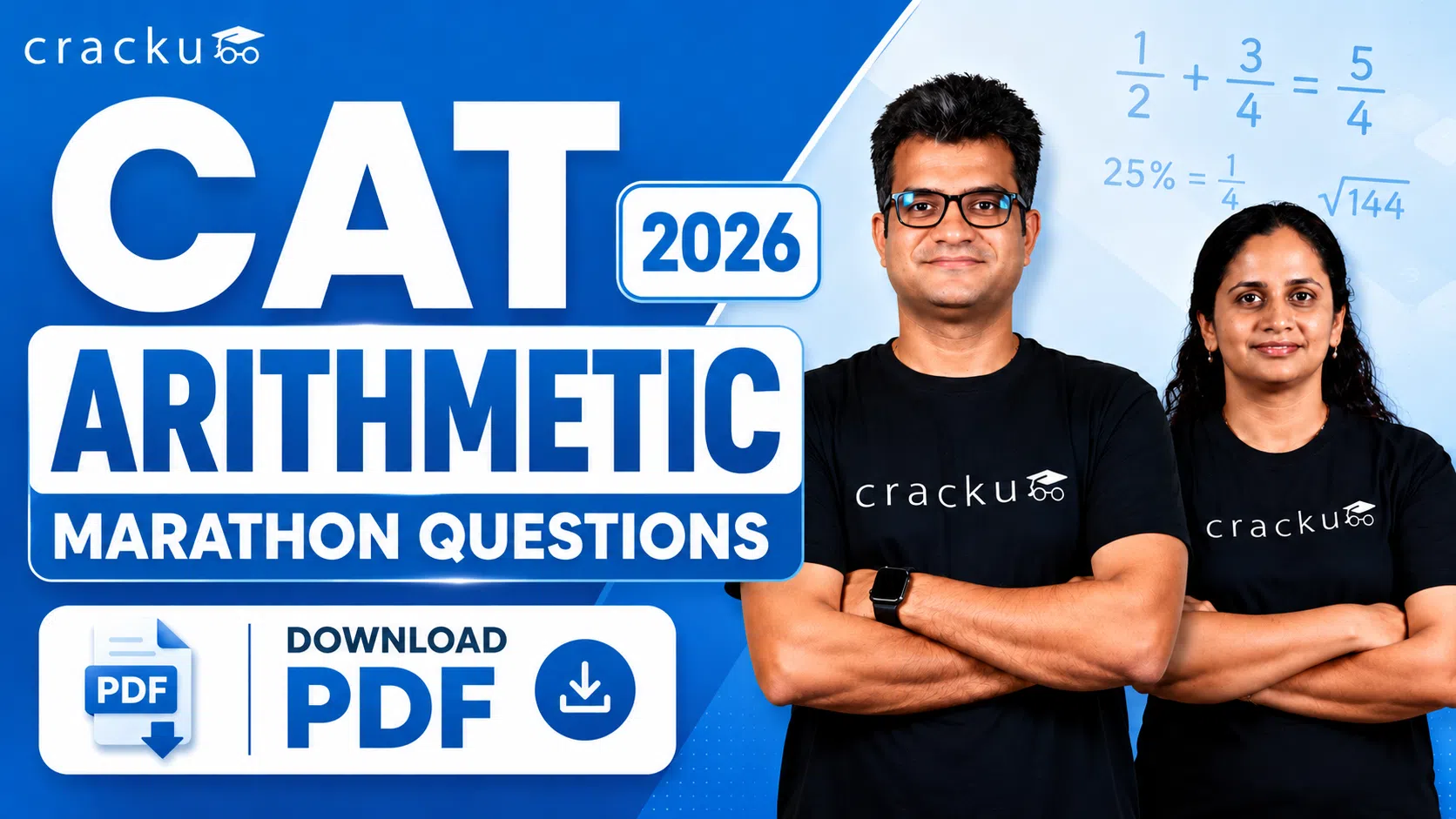 CAT Arithmetic Marathon Questions 2026 with Video Solutions image