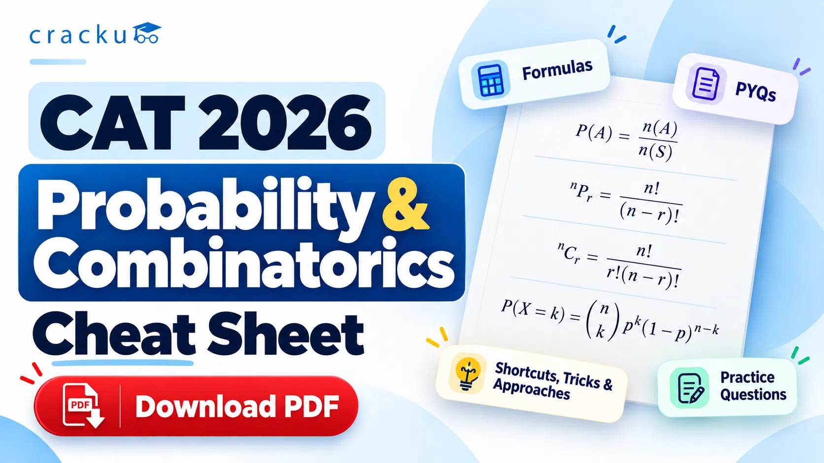 CAT Probability Cheat Sheet 2026 Formula, PYQ Download PDF