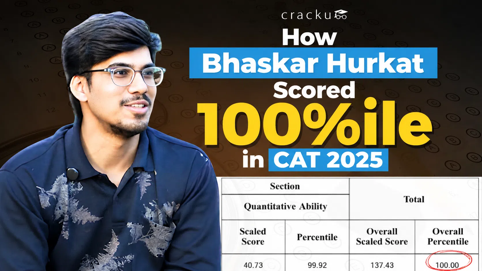 How Bhaskar Hurkat Scored 100%ile in CAT 2025, Check Now