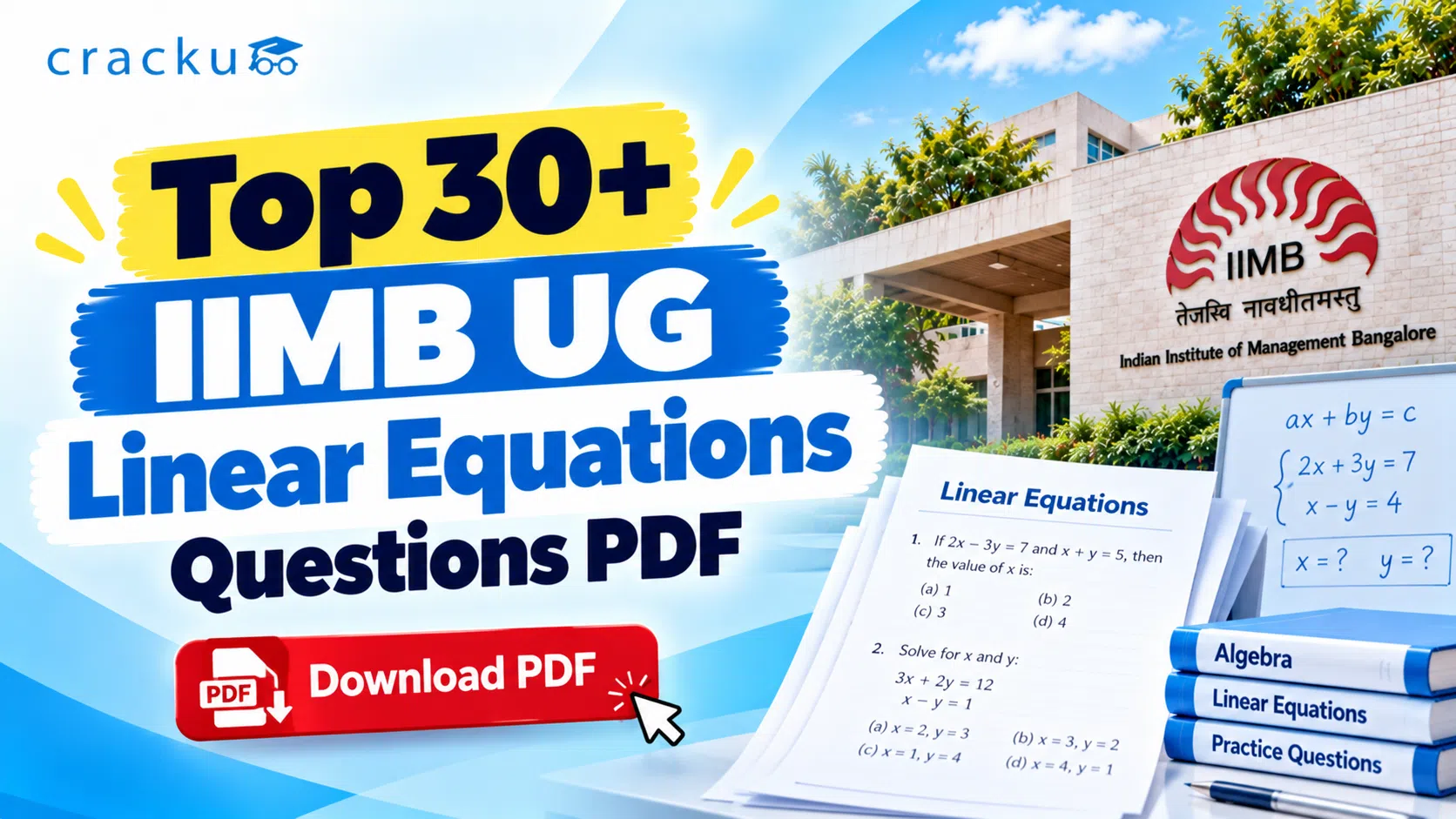 Top 30+ IIMB UG 2026 Linear Equations Questions, Download PDF