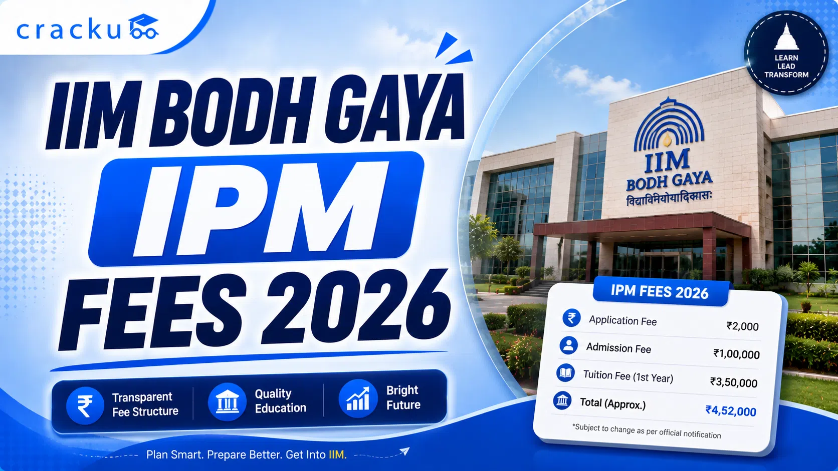 IIM Bodh Gaya IPM Fees 2026, Fee Structure, Scholarships