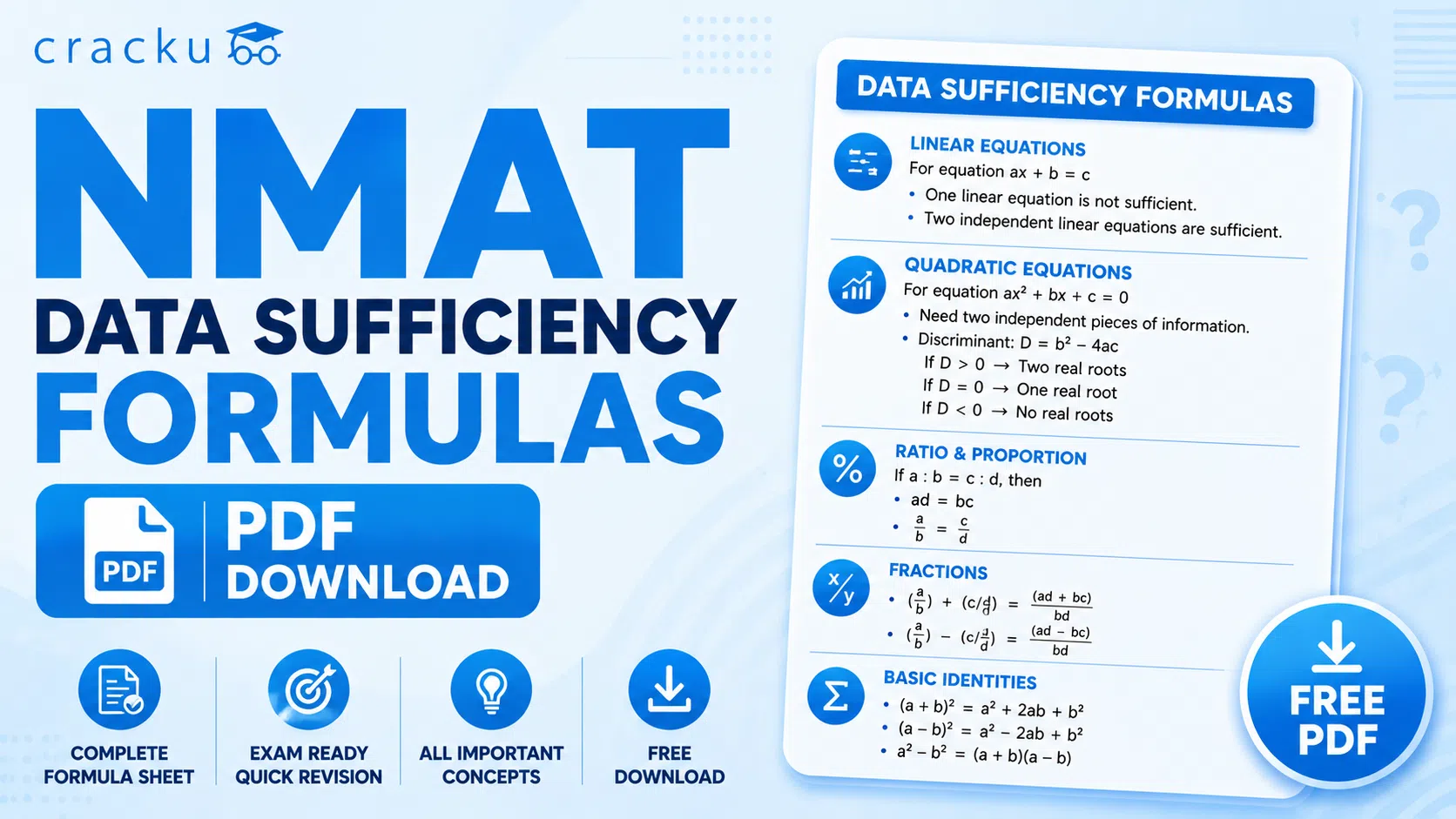 NMAT Data Sufficiency Formulas PDF, Download Free image