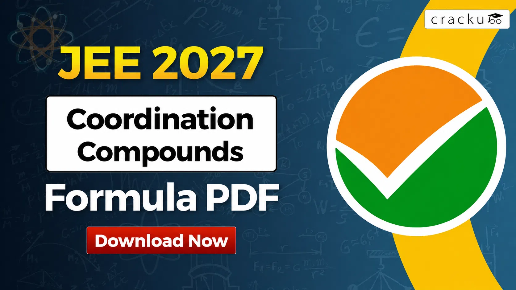 Coordination Compounds Formulas For JEE 2027, Download PDF image