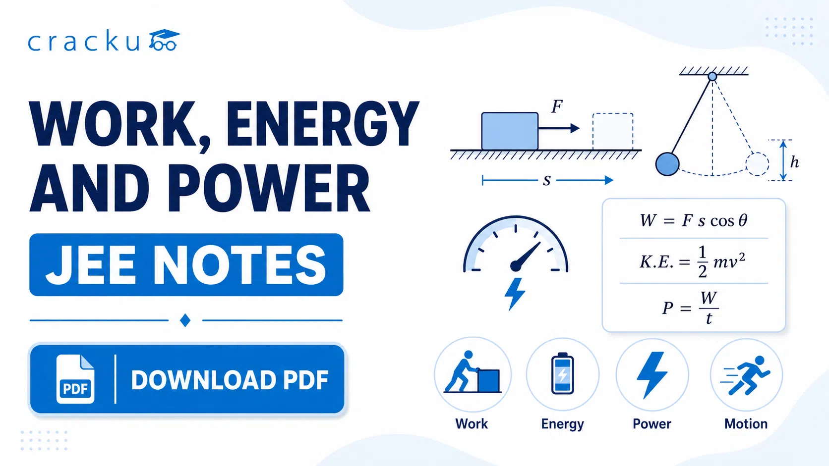 Work, Energy and Power JEE Notes PDF, Download Now